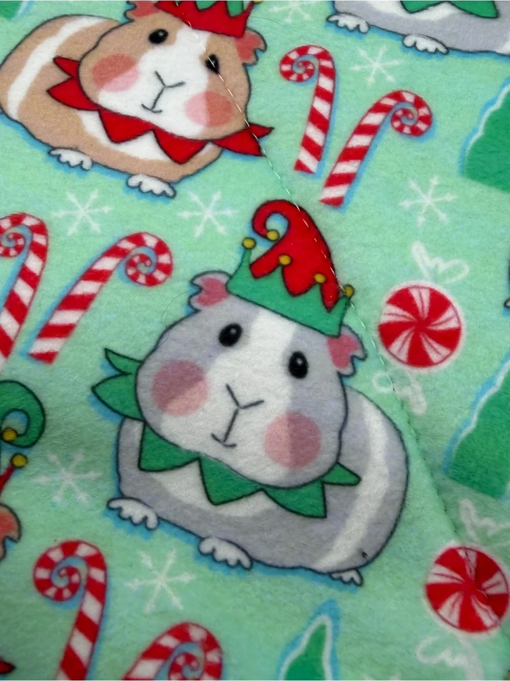 Guinea Pig P Piddle Pads Reversible Fleece 12” Pair Lot 2 Elf Christmas